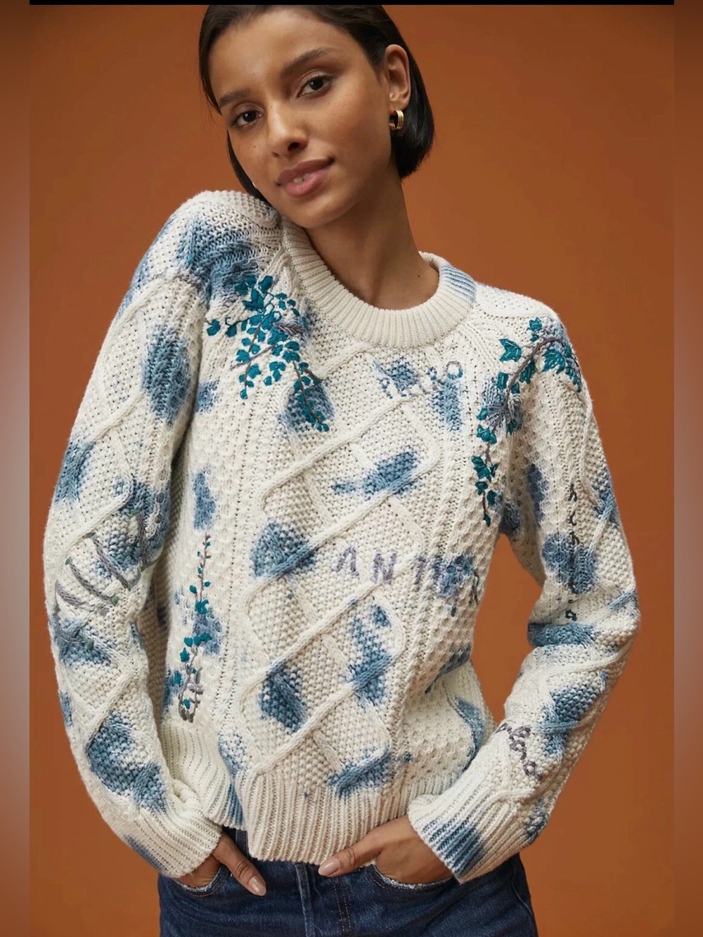 Pilcro Vineyard Cable-Knit Sweater from Anthropologie sz M gently used